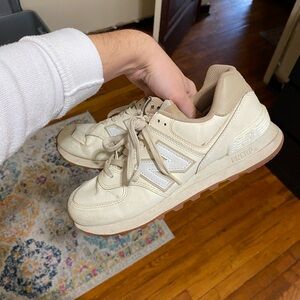 New Balance Cream and Tan Casual Sneakers
